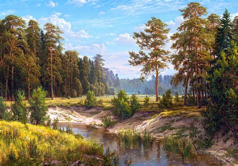 Forest River Painting By Basov