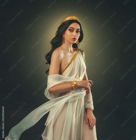 Fotka Fantasy Art Greek Goddess Woman Brunette Hair Fashion Model Posing Girl Aphrodite Sexy