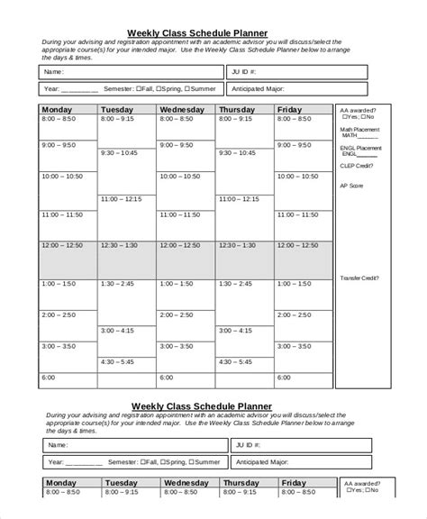 Weekly Schedule Template 10 Free Word Excel Pdf Documents Download