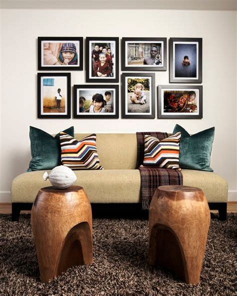 Large wall pictures shelves couch decor. 35 Cool Ideas To Display Family Photos On Your Walls - Shelterness
