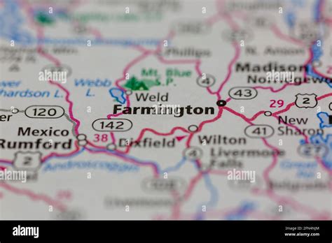 Farmington Maine Usa Shown On A Geography Map Or Road Map Stock Photo