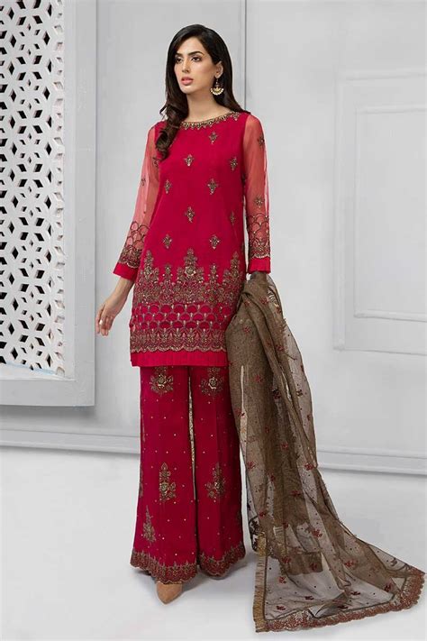 Pakistani Designer Suits With Zari And Sequins Work Nameera By Farooq