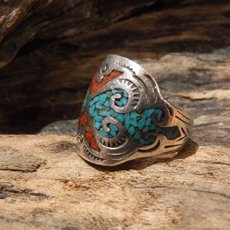 Mens Silver Ring Navajo Sterling Silver Native American Ring Signed 8 6