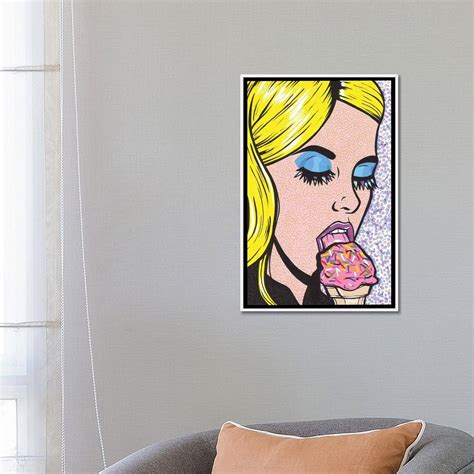 icanvas blonde ice cream girl by allyson gutchell framed bed bath and beyond 37083262