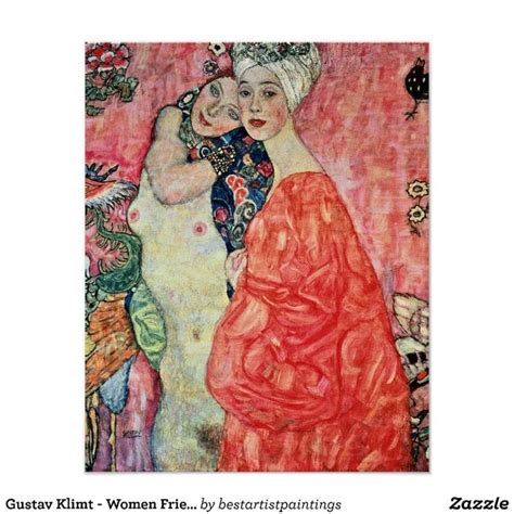 Affiche Gustav Klimt Women Friends Zazzle fr Gustav klimt Peintures d artistes célèbres