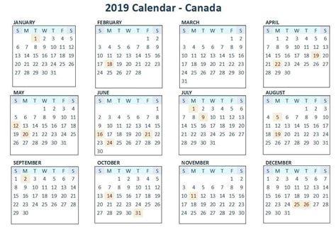 20 Canadian Calendar 2019 Free Download Printable Calendar Templates ️