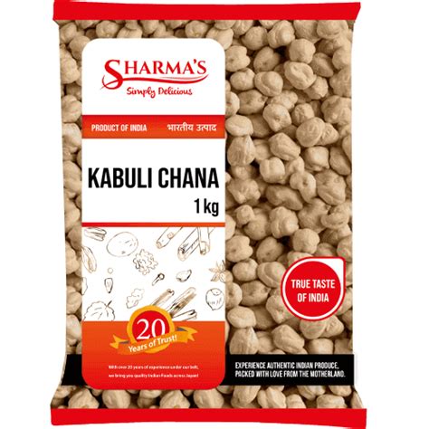 Sharmas White Kabuli Chana 1kg Big Superior Indian Foods Indojin