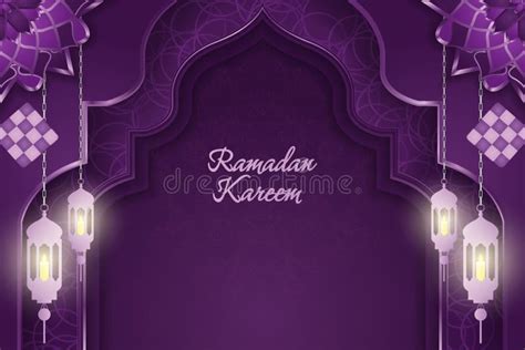 Background Ramadan Kareem Islamic Style Purple Color With Beautiful