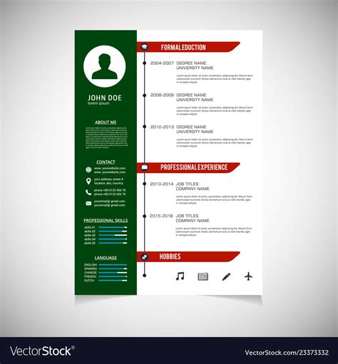 Get inspired, and build your own cv easily here! Curriculum vitae design Royalty Free Vector Image