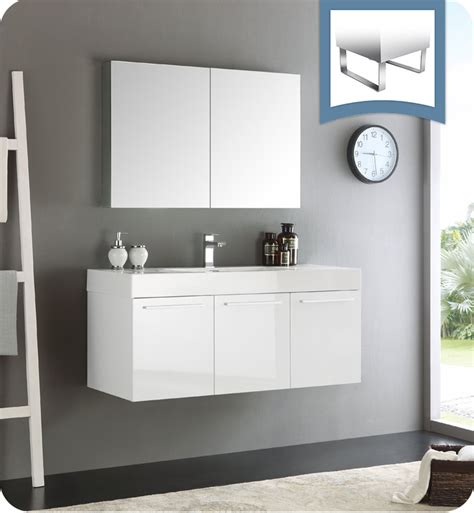 With so many custom styles and finishes to choose from, the options are as beautiful as they are endless. 48" White Wall Hung Modern Bathroom Vanity with Faucet ...