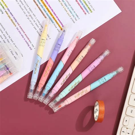 12 Colours Highlighters Markers Stationary Set Sticky Notes Etsy