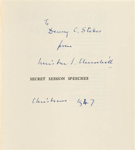 Churchill Winston Spencer 1874 1965 Secret Session Speeches