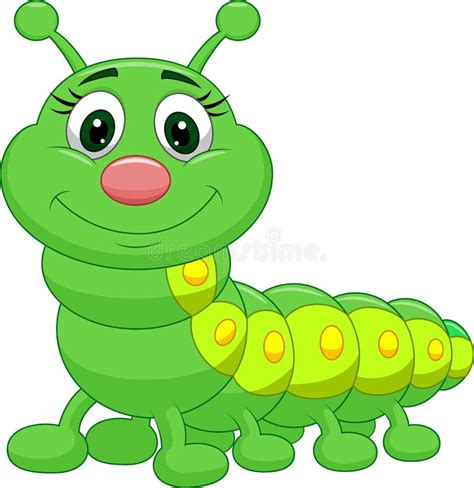 Cute Green Caterpillar Cartoon Stock Vector Illustration Of Hands