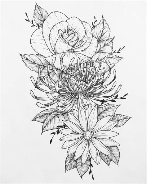 Chrysanthemum Middle Flower Truth Flower Tattoo Drawings