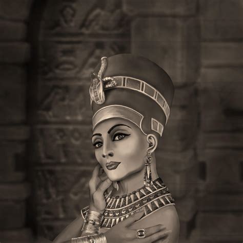 Nefertiti The Egyptian Queen Sepia Digital Art By Lioudmila Perry