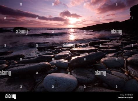 Orkney Sandgeo Sunset Stock Photo Alamy