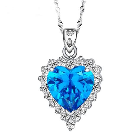 Silverwill Pure Silver Blue Heart Pendant The Heart Of The Ocean