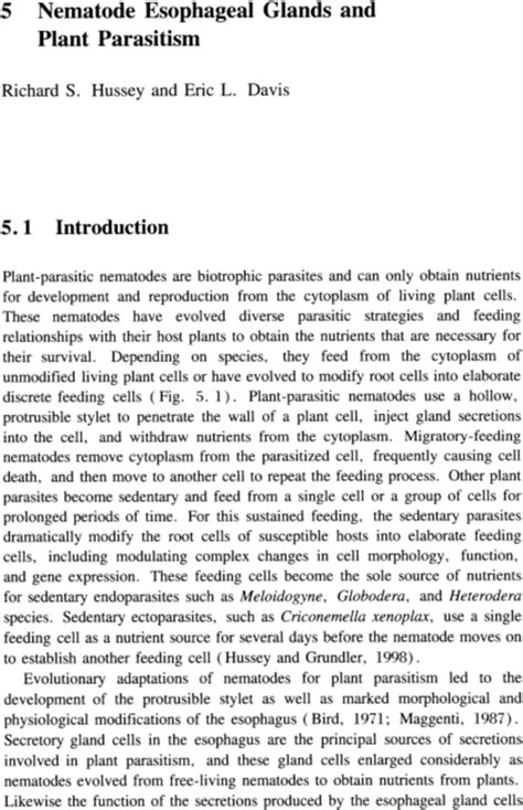 Nematode Esophageal Glands And Plant Parasitism Nematology Advances And Perspectives Volume
