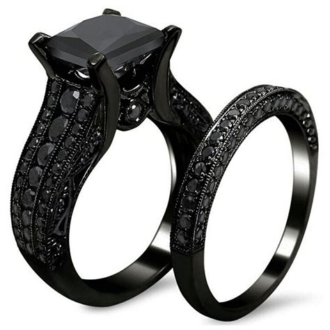 women s gothic retro black gold wedding engagement band unique bridal rings sets ebay