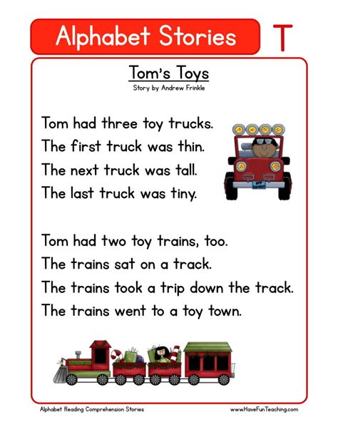 Teachers in the classroom and at home are sure to find our materials very useful. Reading Comprehension Worksheet - Tom's Toys