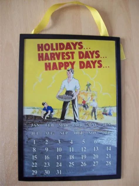 Calendar Pasttimes Happy Days Harvest Days Perpetual Calendar Metal