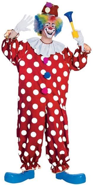 Dotted Clown Adult Costumes Red Circus Clown Jester Man Jumpsuit
