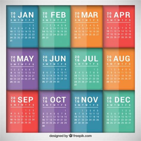 Vector Graphics Vector Free 2016 Colors Coloring Calendar Graphic