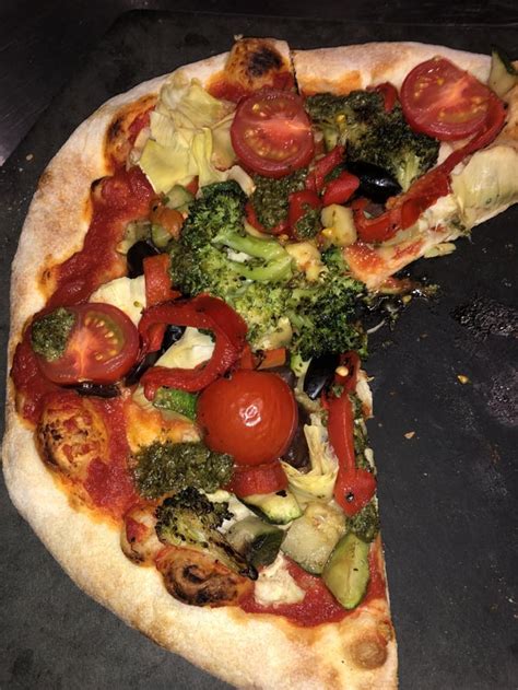 Vegan Pizza No Cheese With A Dairy Free Pesto And Tomato Base And A