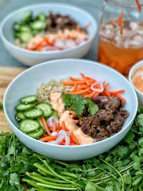 Beef Banh Mi Bowls Sweet Savory And Steph