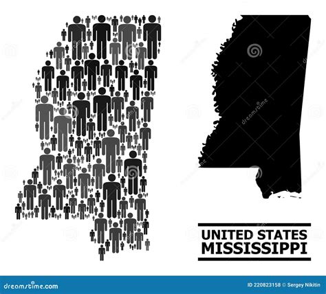 Vector Demographics Collage Map Of Mississippi State And Solid Map