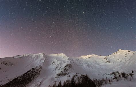 Mountain Covered Snow Under Star Hd Wallpaper Peakpx