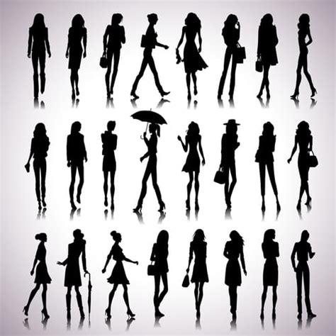 Female Silhouette Vector In Different Poses Eps Uidownload