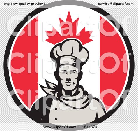 Clipart Of A Retro Male Chef In A Canadian Flag Circle