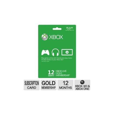 Microsoft Xbox Live Gold Membership 12 Month Xbox Onexbox 360