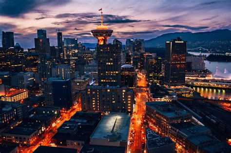 Wallpaper City Urban Canada Rooftop Skyline Night Vancouver