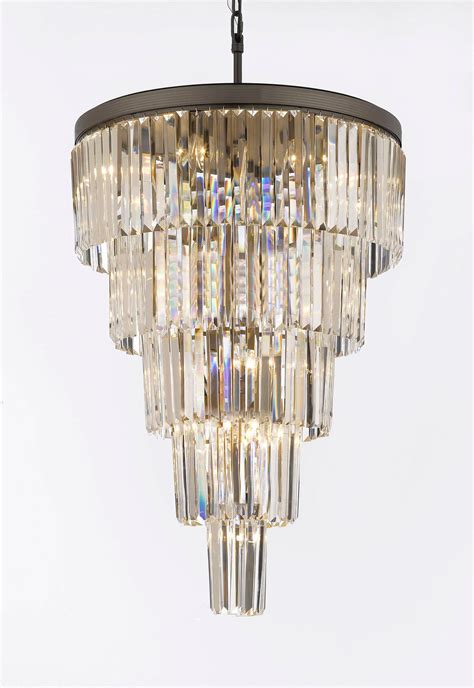Retro Odeon Crystal Glass Fringe Tier Chandelier A Crystal