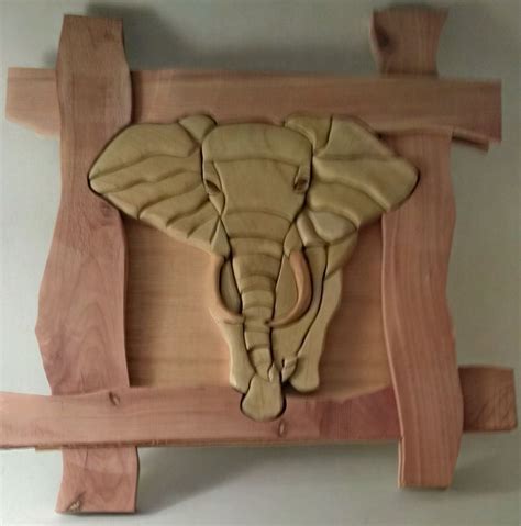 Wood Intarsia Elephant Framed Woodworking For Kids Woodworking