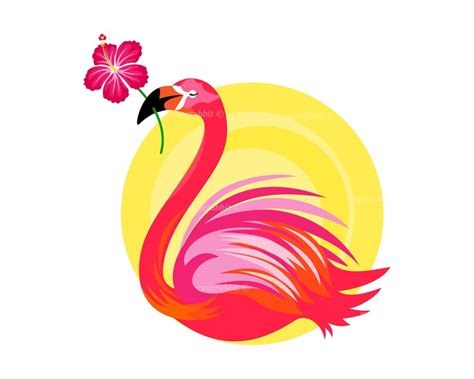 Flamingo Illustrations Set Vector Hawaii Luau Party Pink Etsy Uk