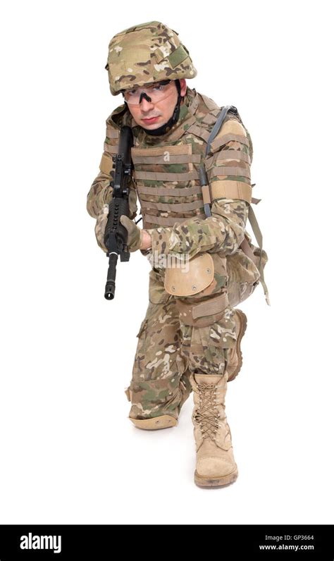 Modern Soldier With Rifle Stock Photo Alamy