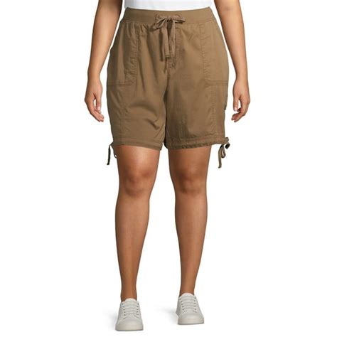 Terra And Sky Terra And Sky Womens Plus Size Solid Cargo Shorts