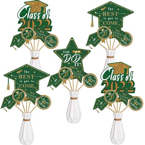 Buy 28 Pack Graduation Centerpieces For Tables 2022 Green And Gold
