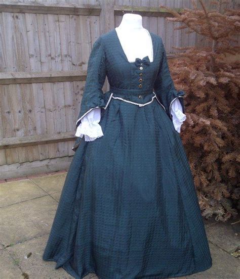 Dress Circa 1865 Recent Commission Green Silk Cotton Lace Crinoline