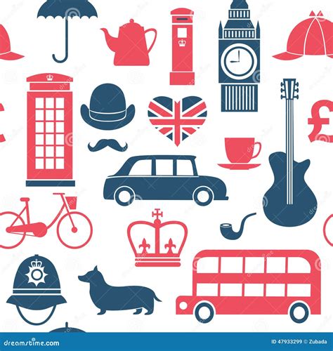 British Symbols Seamless Pattern Stock Vector Illustration Of England