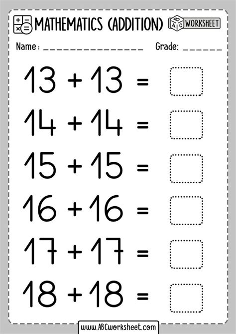 Adding Doubles Worksheet | Doubles worksheet, Math worksheets, Math