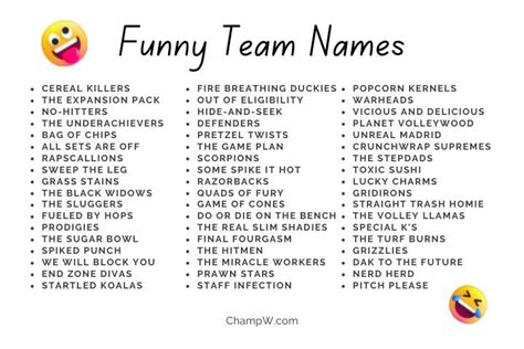 The Ultimate Funny Team Names Checklist In