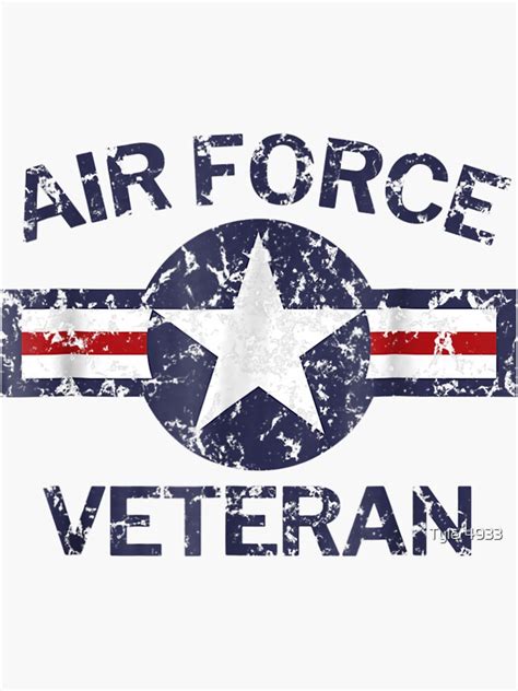 Air Force Veteran With Vintage Roundel Grunge T Shirt Sticker For