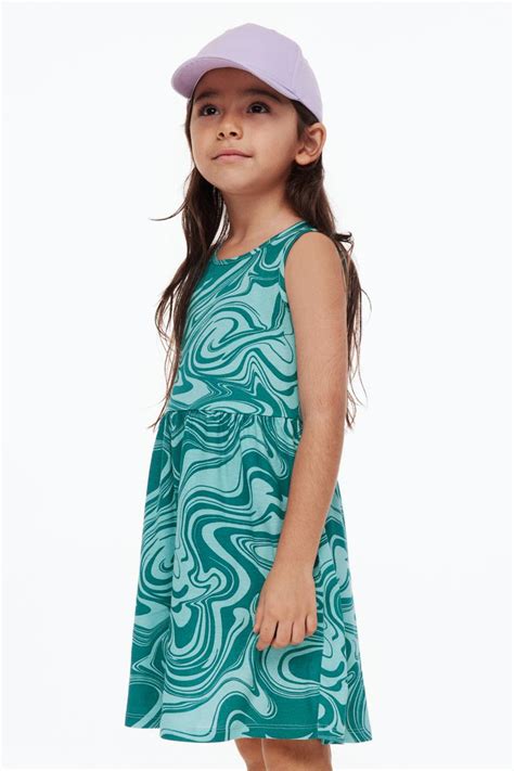 Patterned Jersey Dress Turquoiseswirls Kids Handm My