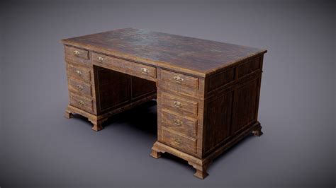 Old Wooden Desk Download Free 3d Model By Dmitriy Korotkov