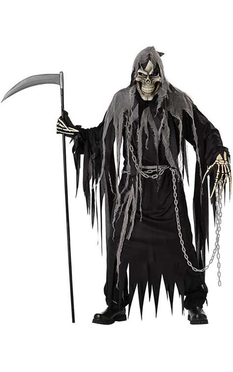 Mr Grim Reaper Adult Mens Scary Fancy Dress Halloween Costume Ebay
