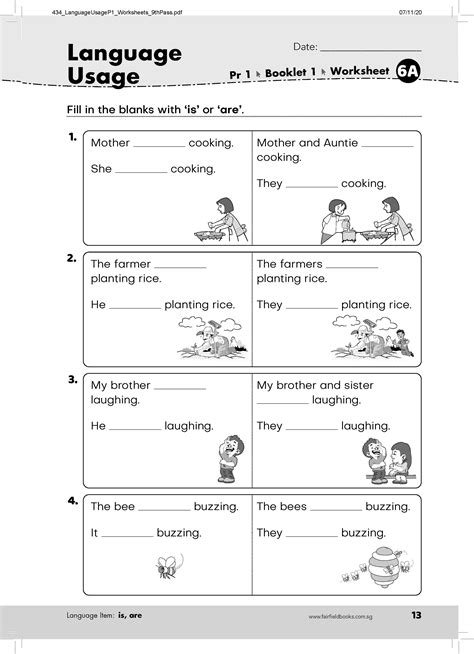 Primary 1 English Worksheet